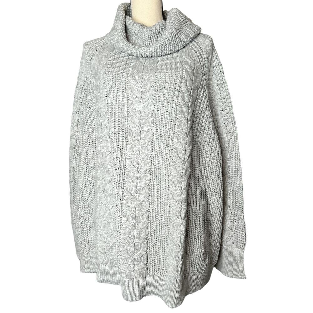NEW Haven Well Within Women's Cowlneck Cable Knit Sweater in Gray Size XXL